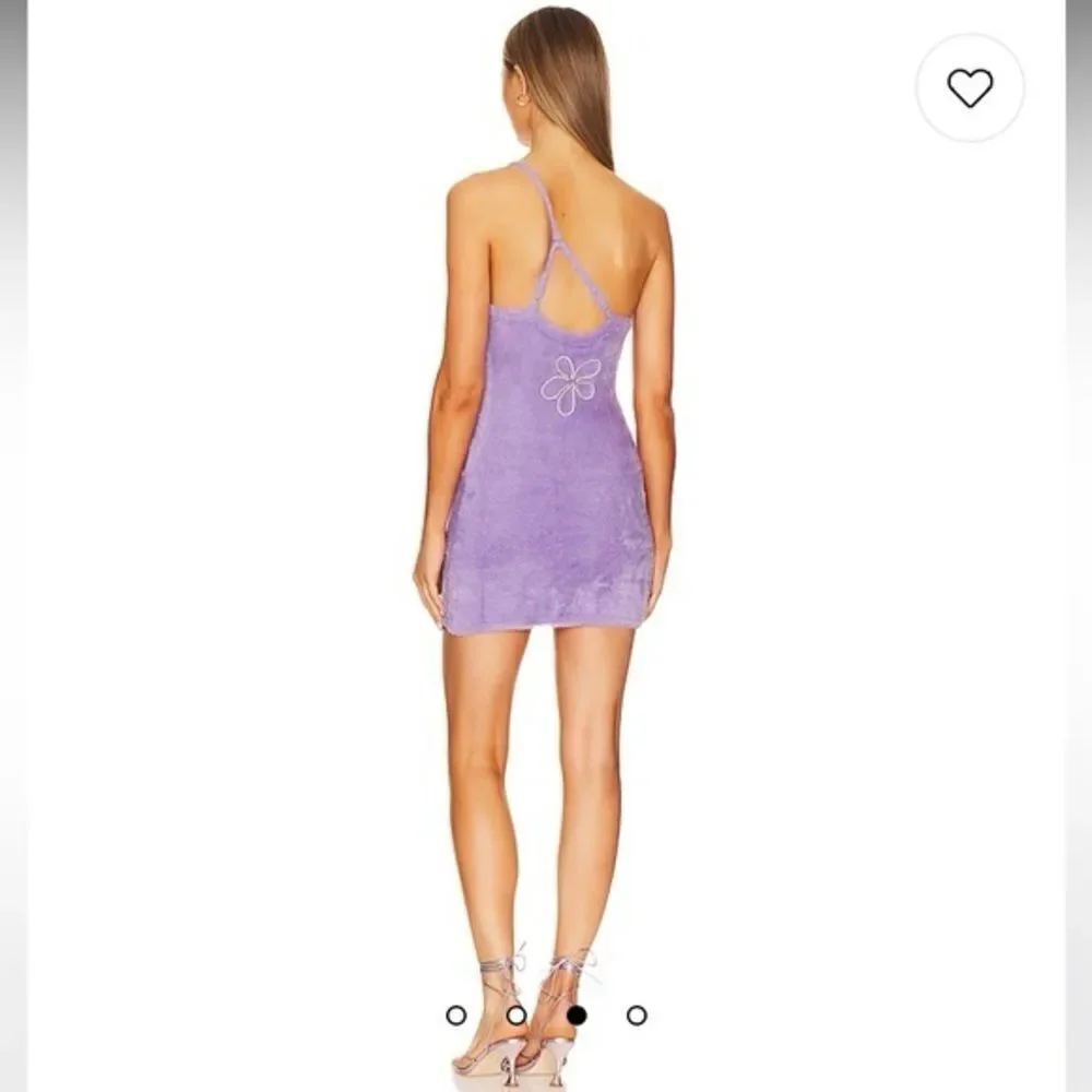 For Love and Lemons Finley Purple Fluffy Floral One Sleeve Mini Dress Size M NWT - Picture 6 of 6